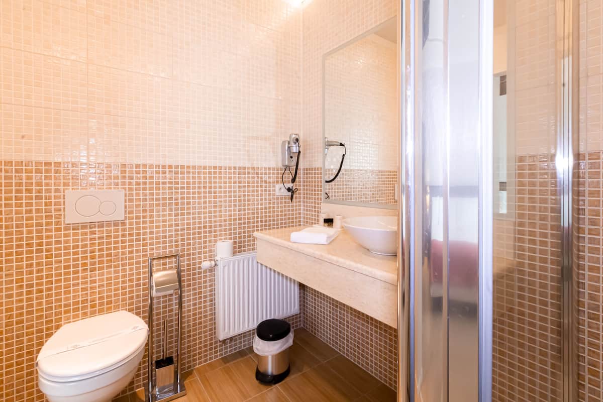 free toiletries, hair dryer, towels, soap