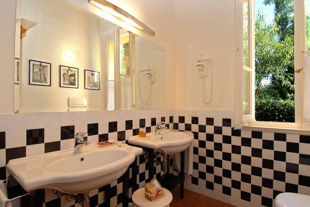 shower, free toiletries, hair dryer, bidet