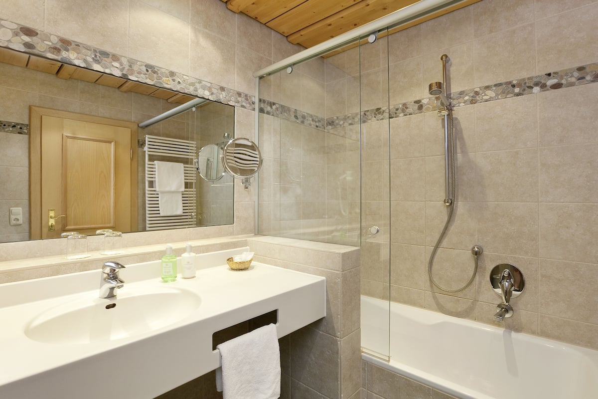 free toiletries, hair dryer, towels, soap