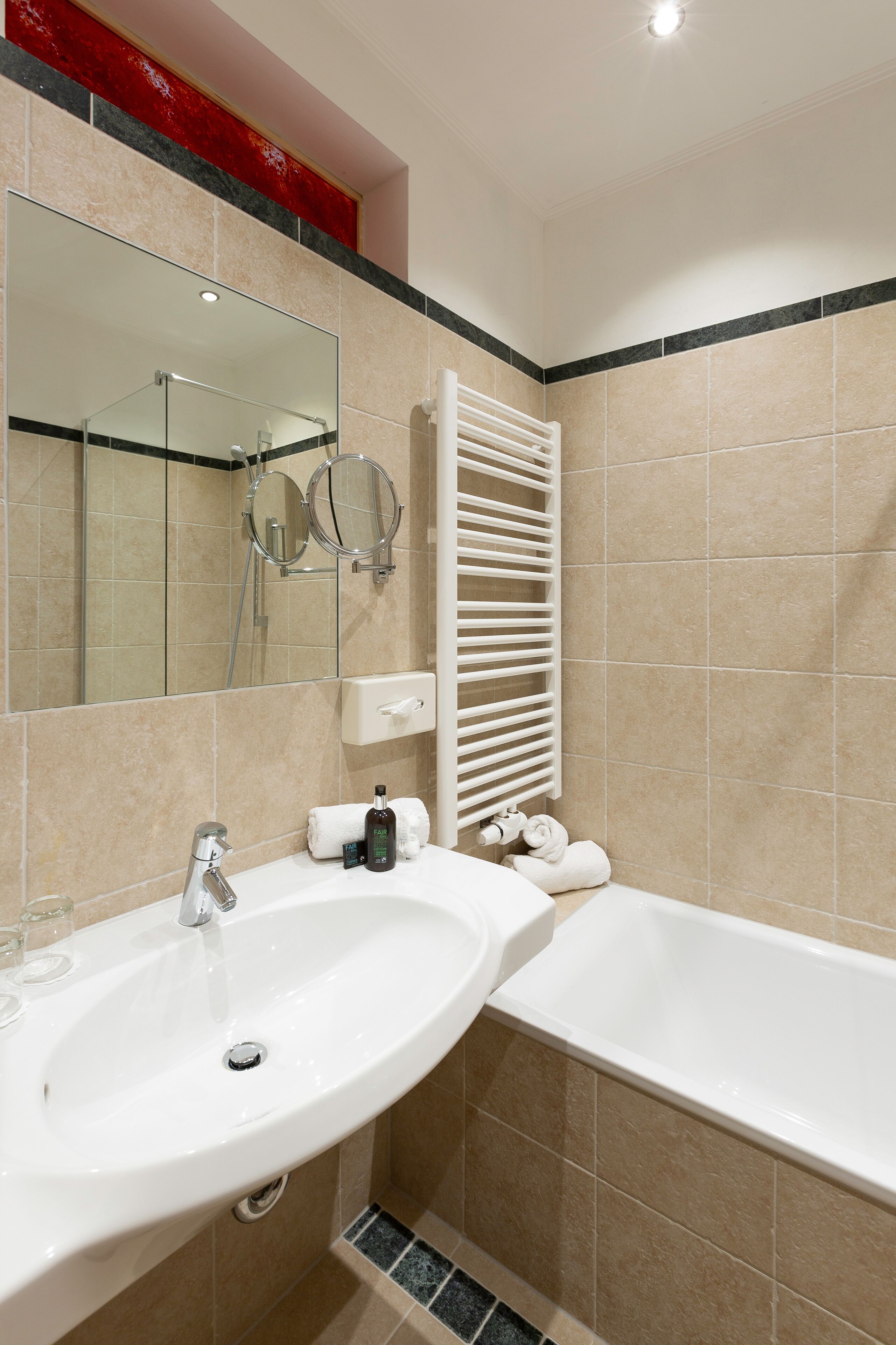 quad room | bathroom | free toiletries, hair dryer, towels, soap