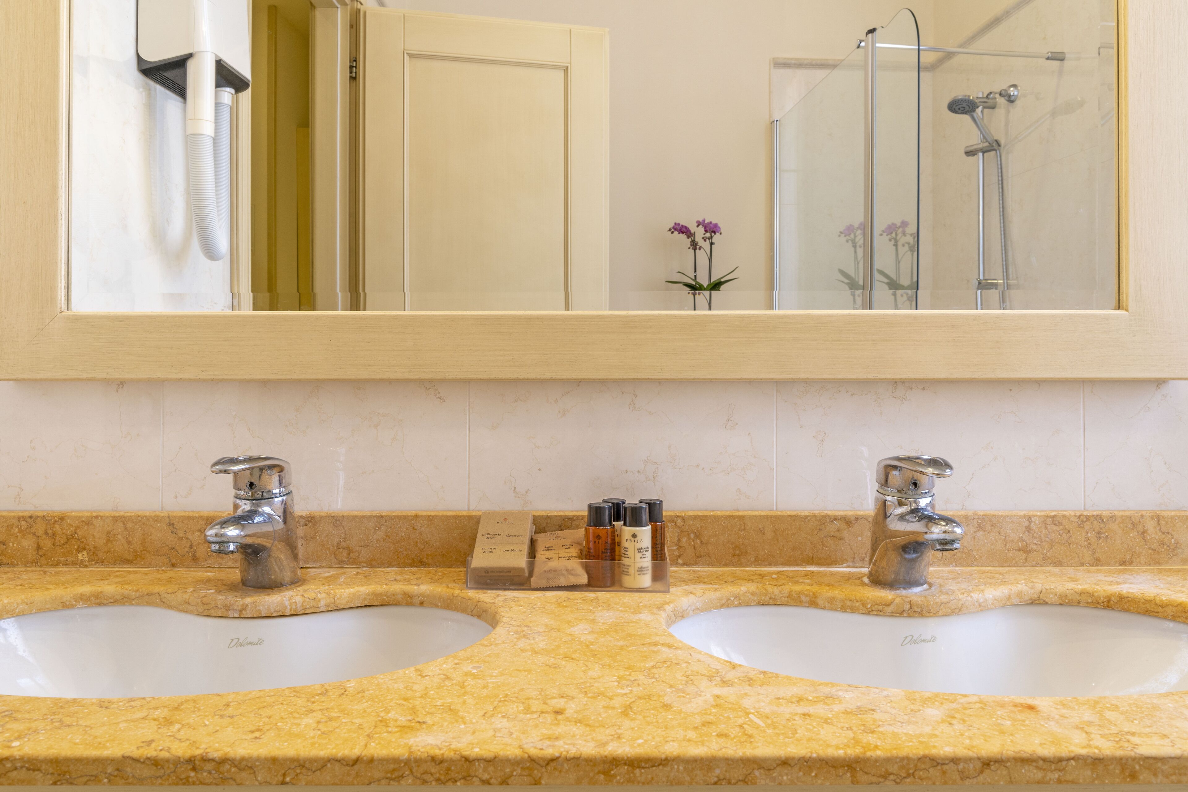 shower, free toiletries, hair dryer, bathrobes