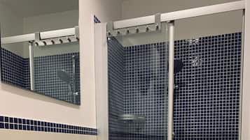 Shower, free toiletries, hair dryer, slippers