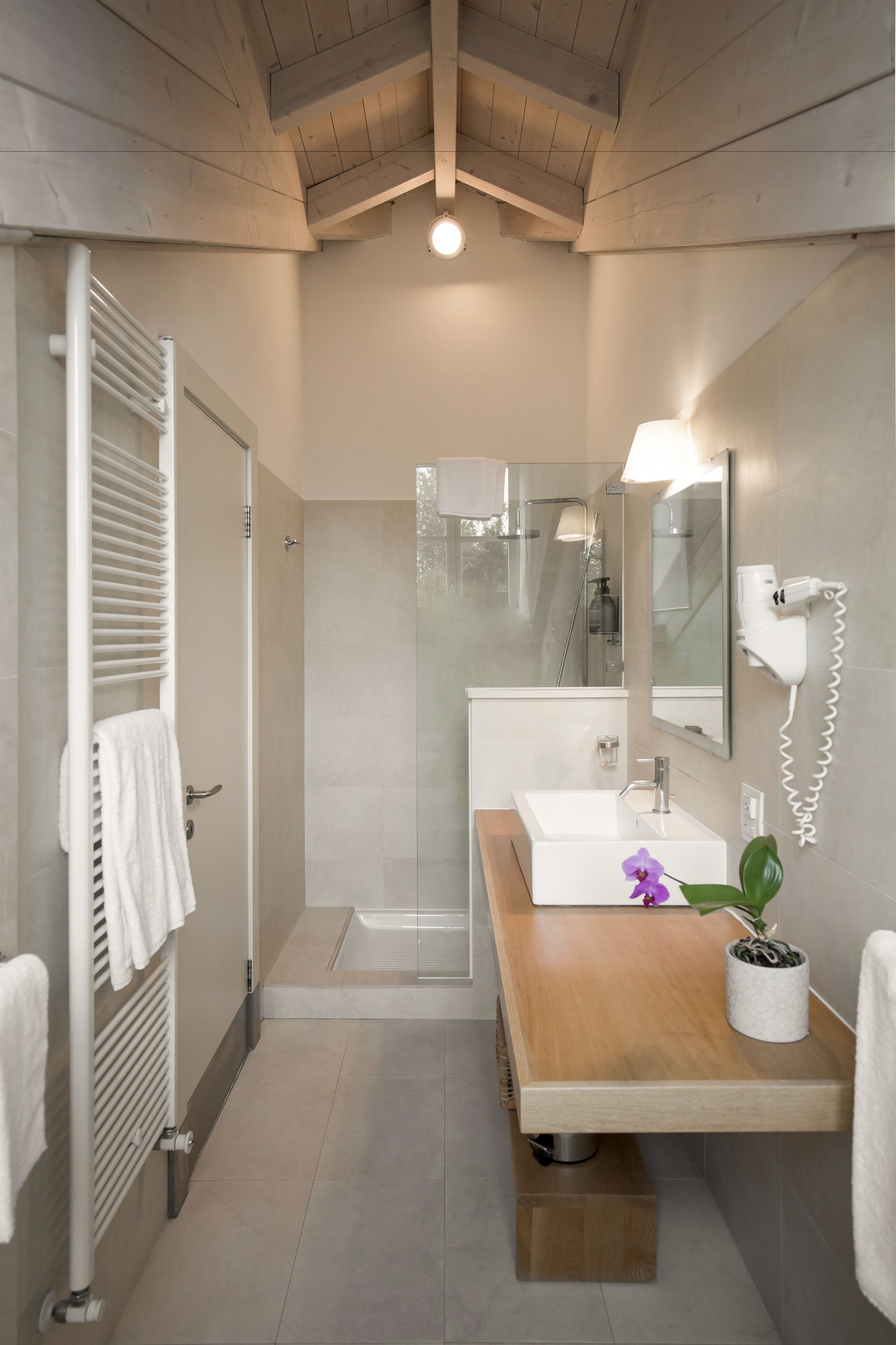 rainfall showerhead, designer toiletries, hair dryer, bidet