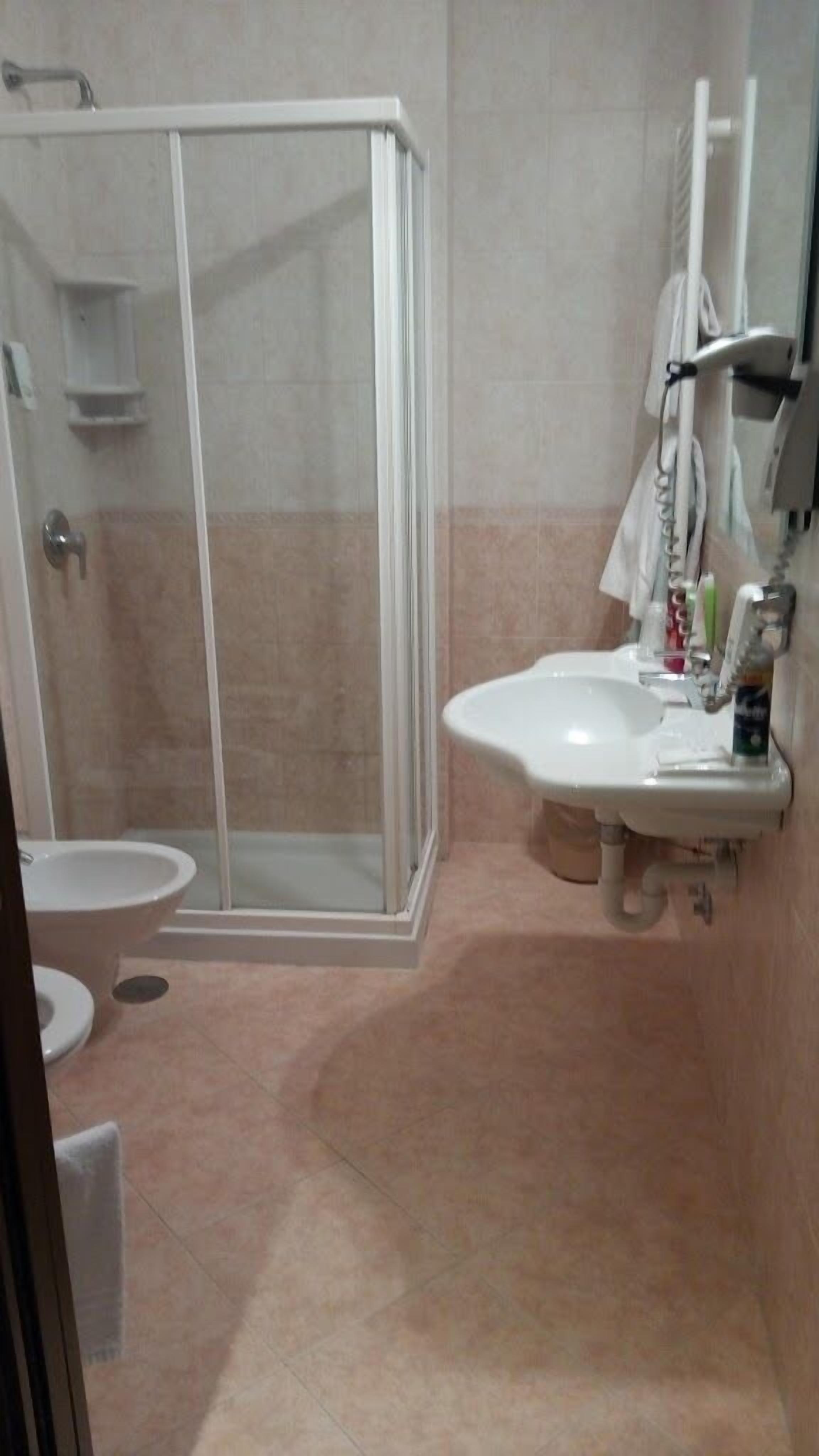 deep-soaking bathtub, free toiletries, hair dryer, bidet