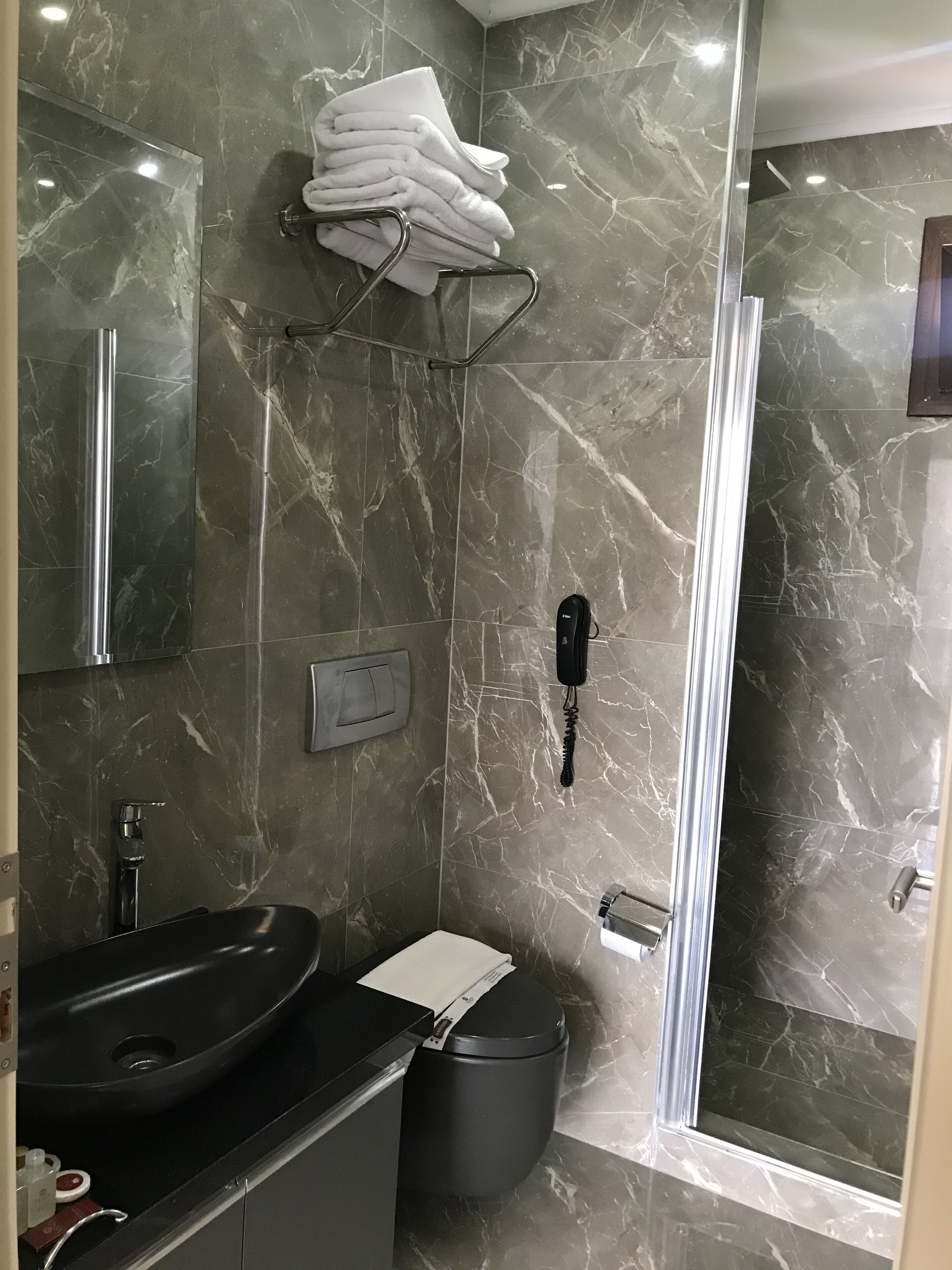 free toiletries, hair dryer, bathrobes, slippers