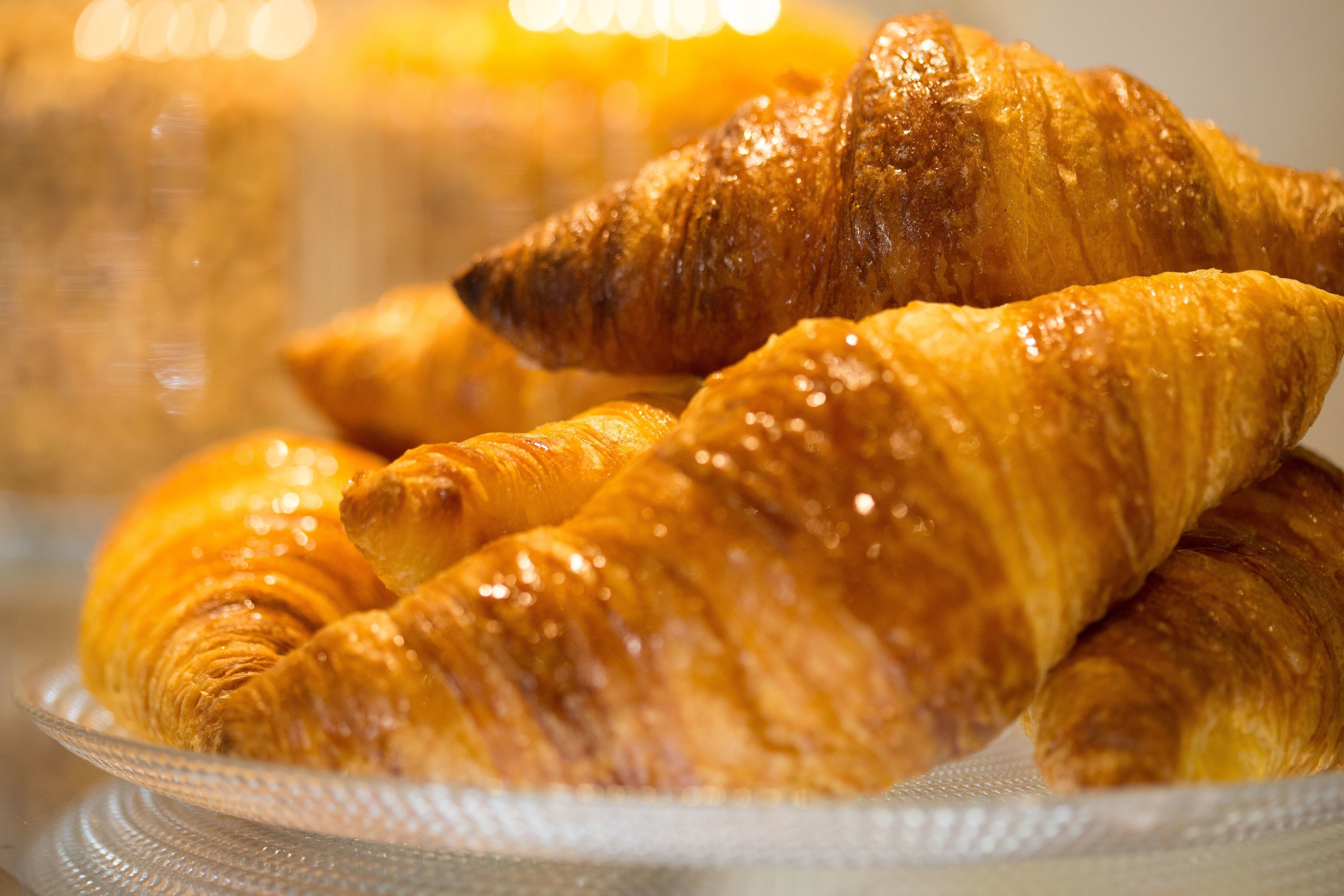 A plate of croissants.