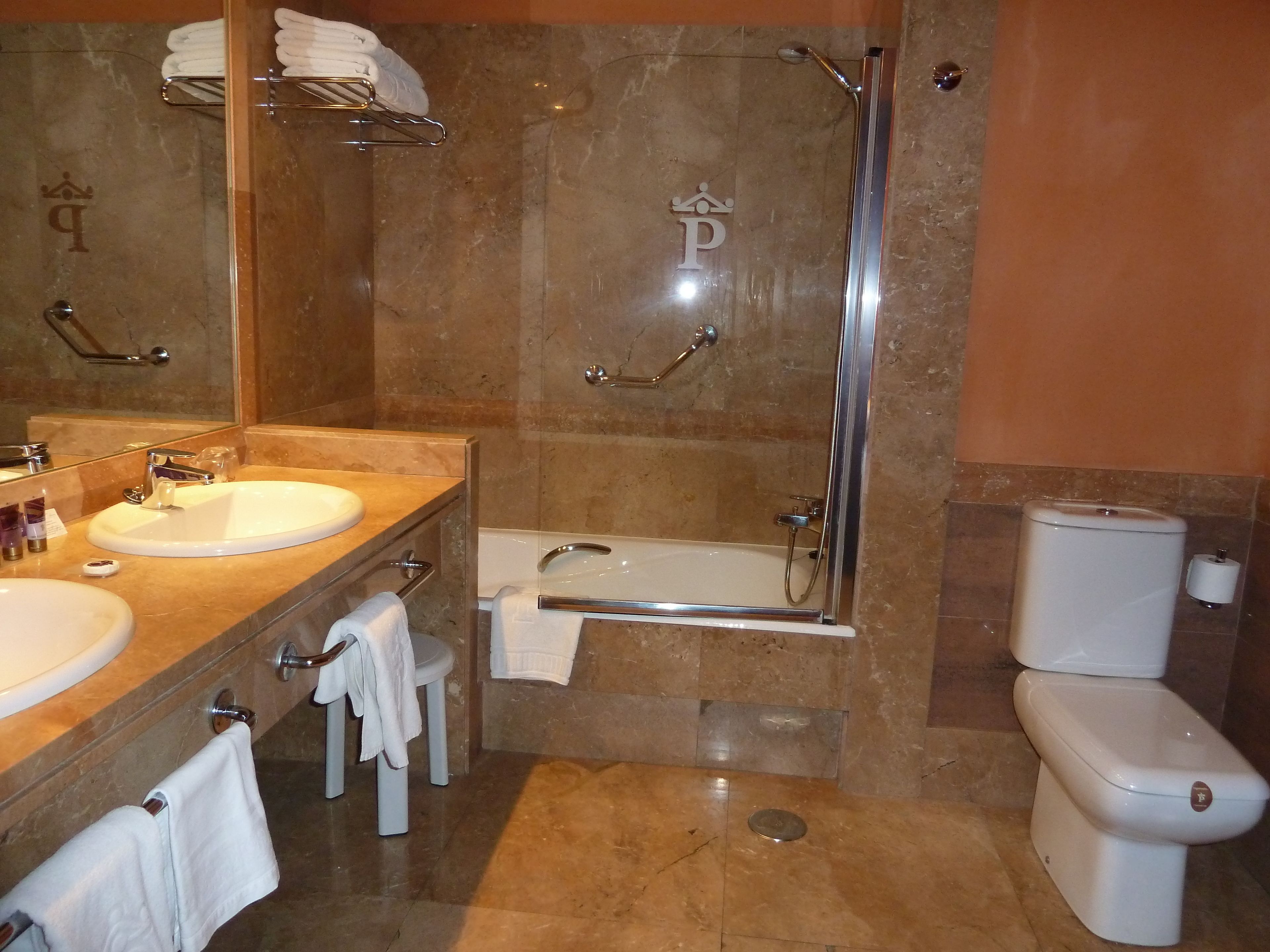 free toiletries, hair dryer, bidet, towels