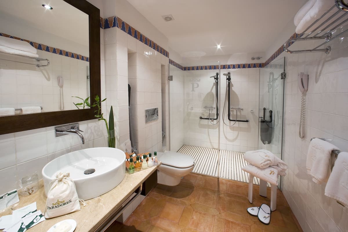 free toiletries, hair dryer, bidet, towels