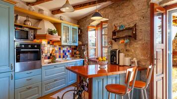 Villa, 3 Bedrooms, Balcony | Private kitchen | Full-sized fridge, microwave, stovetop, dishwasher