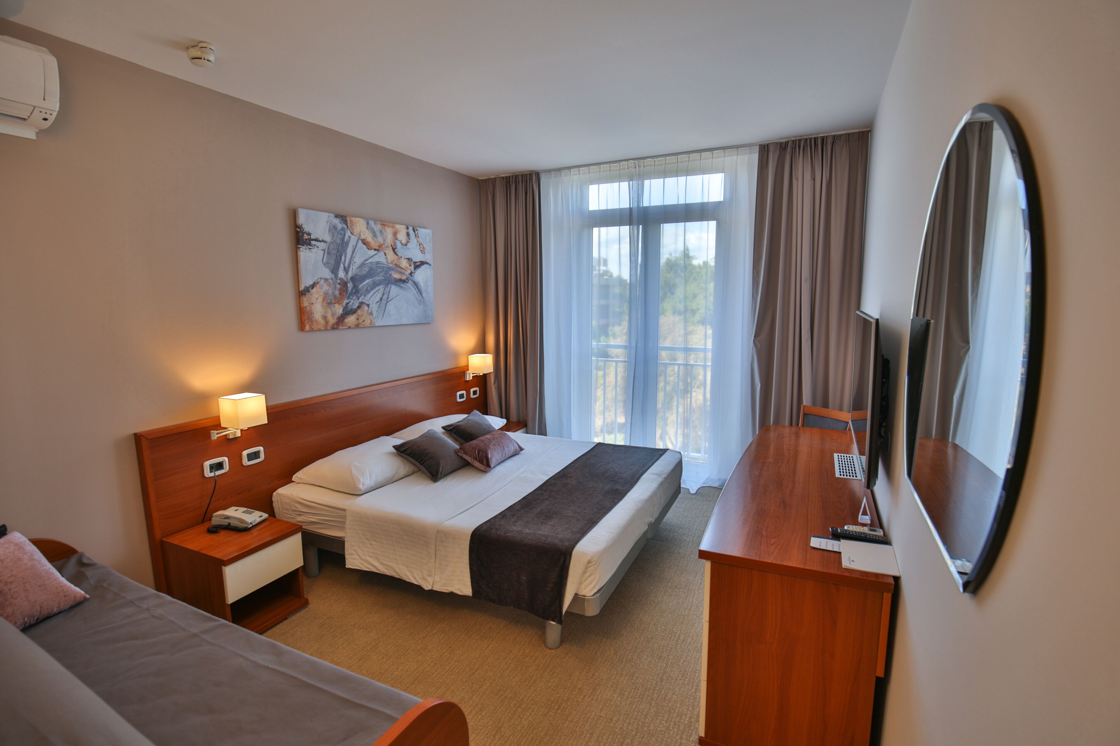 In-room safe, desk, laptop workspace, blackout curtains