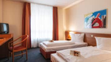 Desk, free WiFi, bed sheets