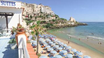Private beach, sun loungers, beach umbrellas
