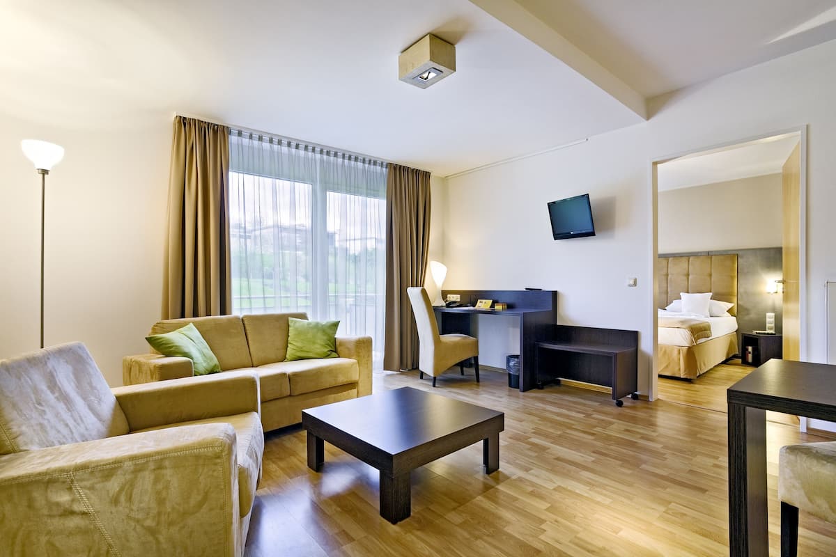 Hypo-allergenic bedding, minibar, in-room safe, desk