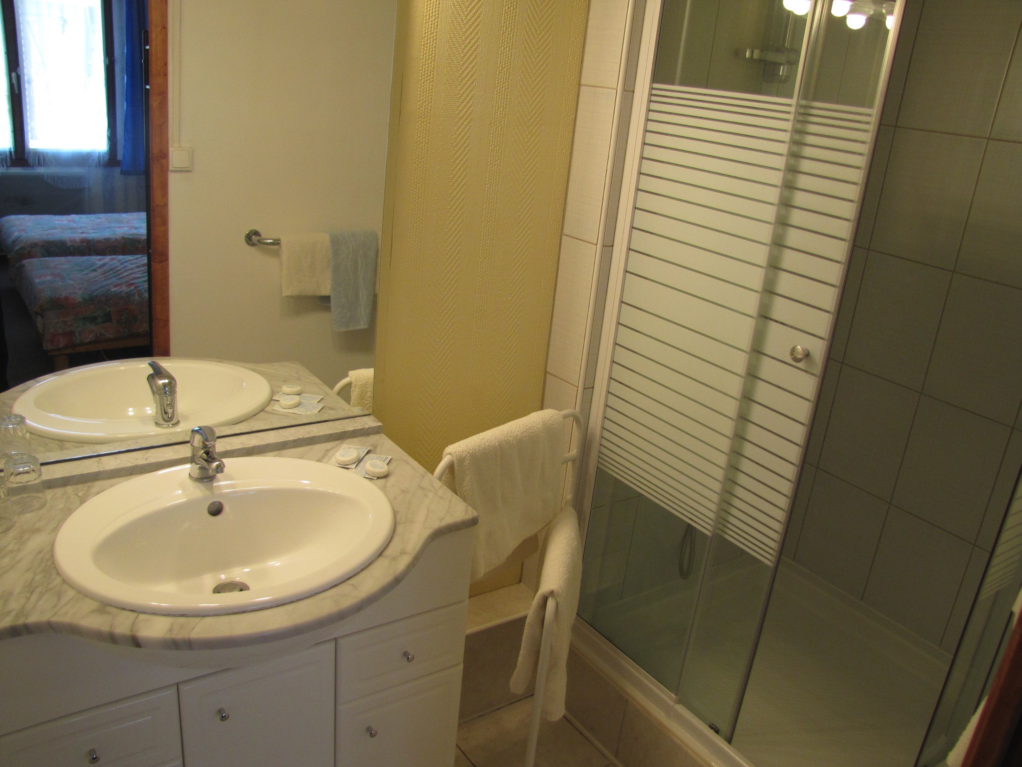 free toiletries, hair dryer, towels