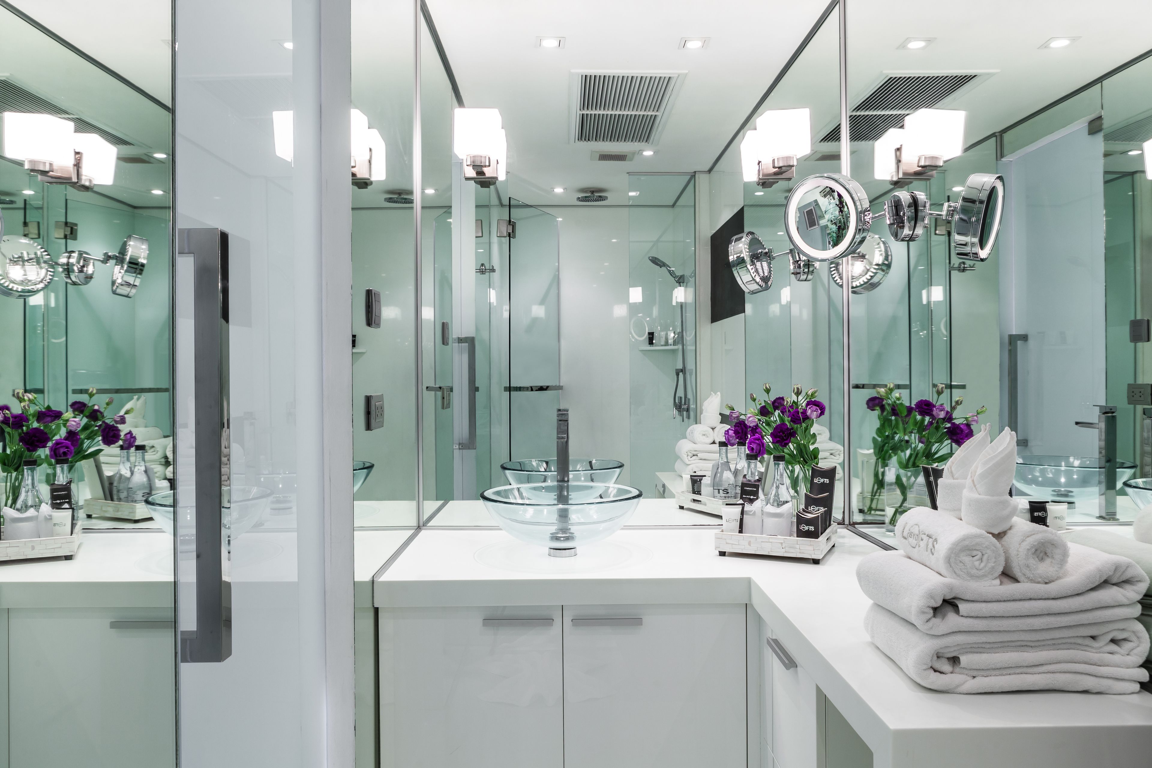 shower, rainfall showerhead, free toiletries, hair dryer