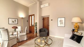 Superior Apartment, 1 King Bed with Sofa bed, Kitchen | Living area | 32-inch LCD TV with digital channels, TV