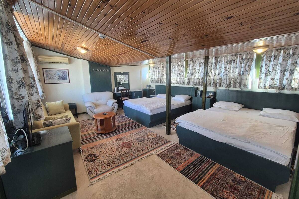 panoramic quadruple room, multiple beds, terrace, poolside | egyptian cotton sheets, premium bedding, minibar, in-room safe