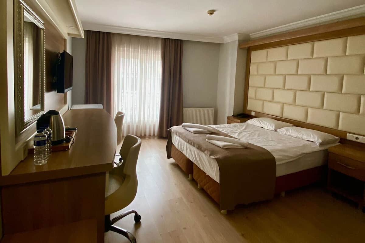 Habitación doble | Minibar, caja de seguridad en la habitación y escritorio