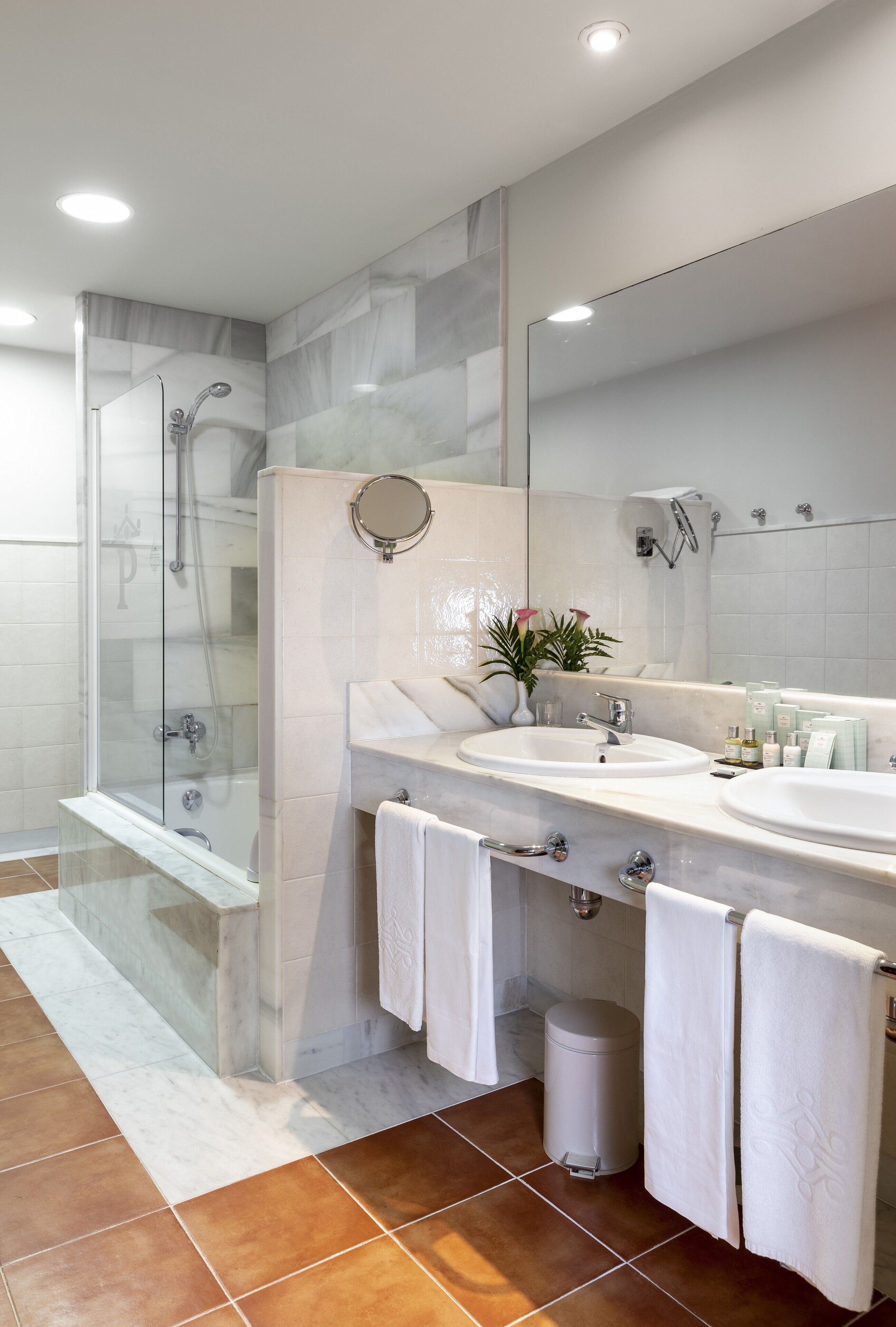 superior double room | bathroom | eco-friendly toiletries, hair dryer, bidet, towels