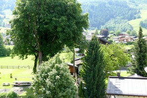 A residential area with houses, a large tree, and a picnic table. - Hotel Gasthof Mitteregger (Kaprun)