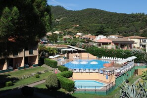 Piscina a l'aire lliure i gandules 