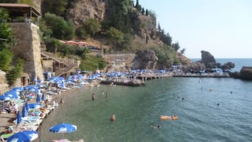 Beach nearby, sun-loungers, beach umbrellas