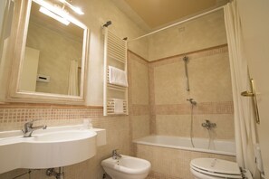 Free toiletries, hair dryer, bidet, towels