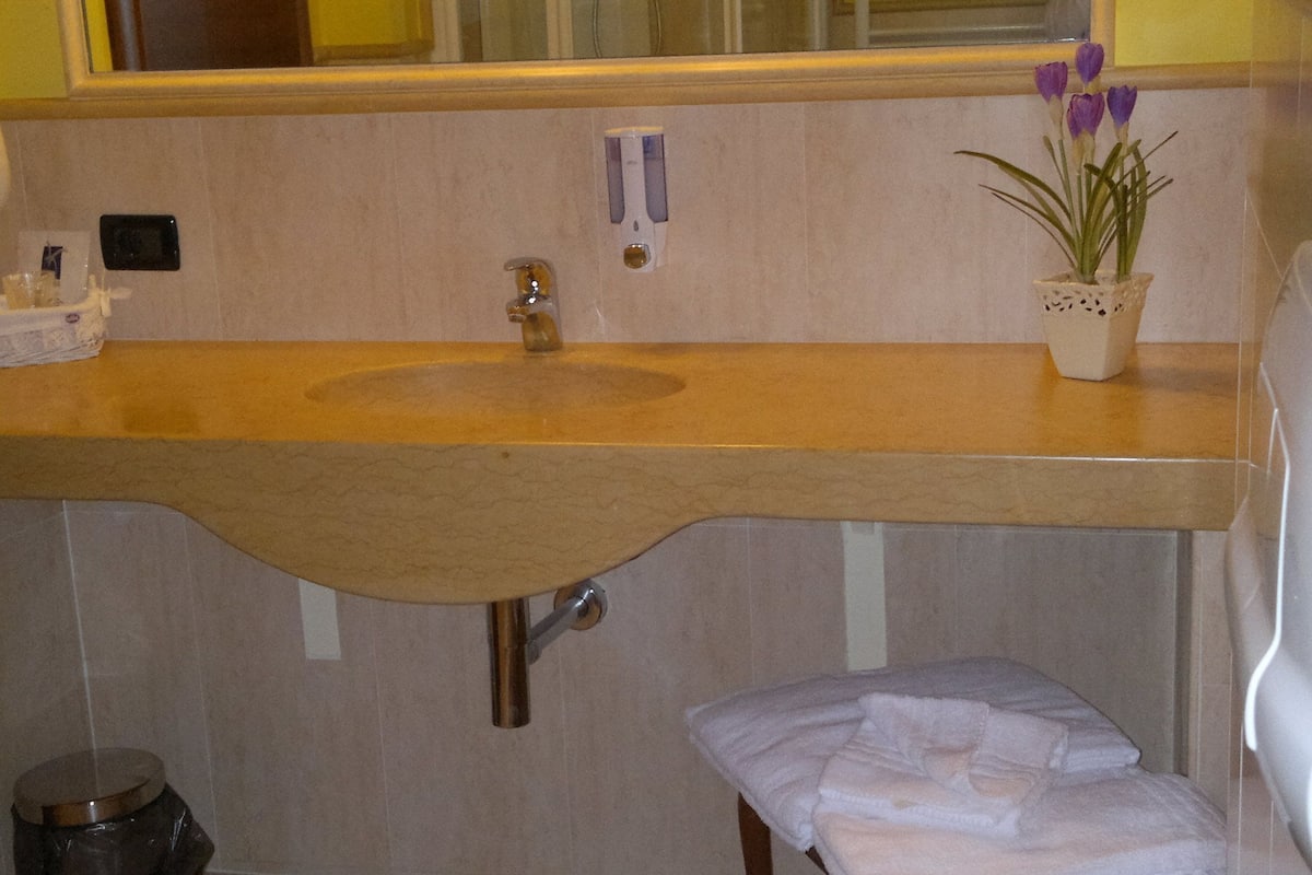 shower, free toiletries, towels