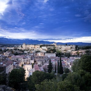 A historic cityscape with a prominent castle and surrounding buildings. - Parador de Tortosa (Tortosa)