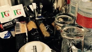 A kitchen counter with various food items, including packaged goods and condiments. - The Grainger Hotel (Newcastle-upon-Tyne)