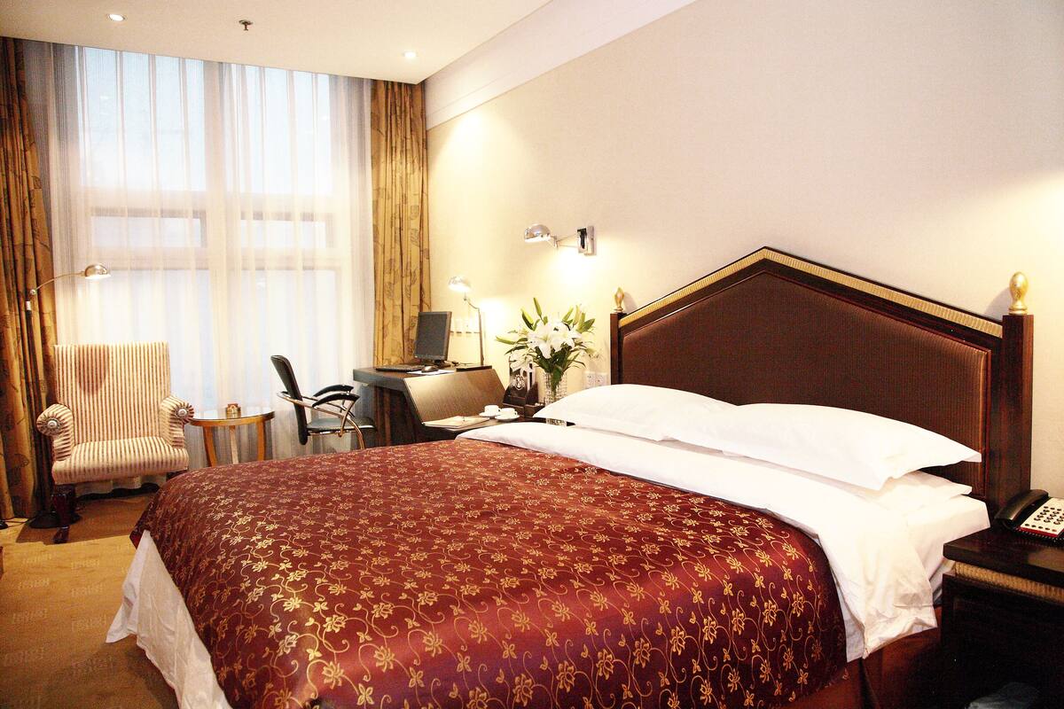 Desk, blackout drapes, rollaway beds (surcharge), WiFi (free)