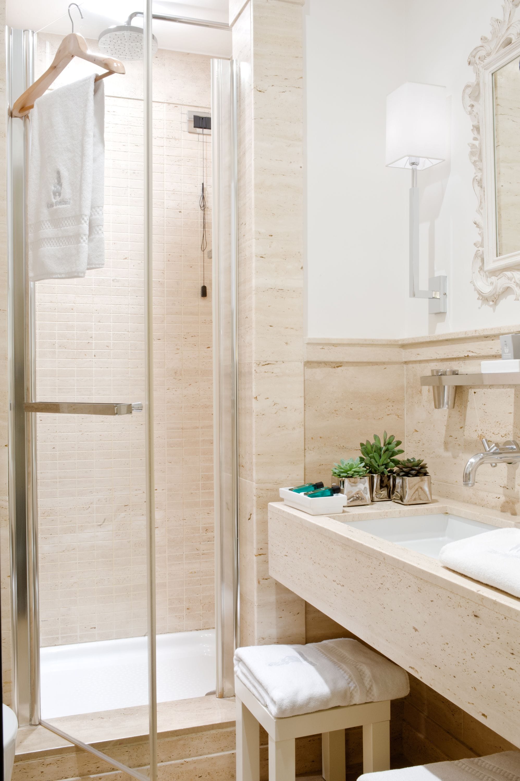 Deluxe Double Room | Bathroom | Rainfall showerhead, designer toiletries, hair dryer, slippers