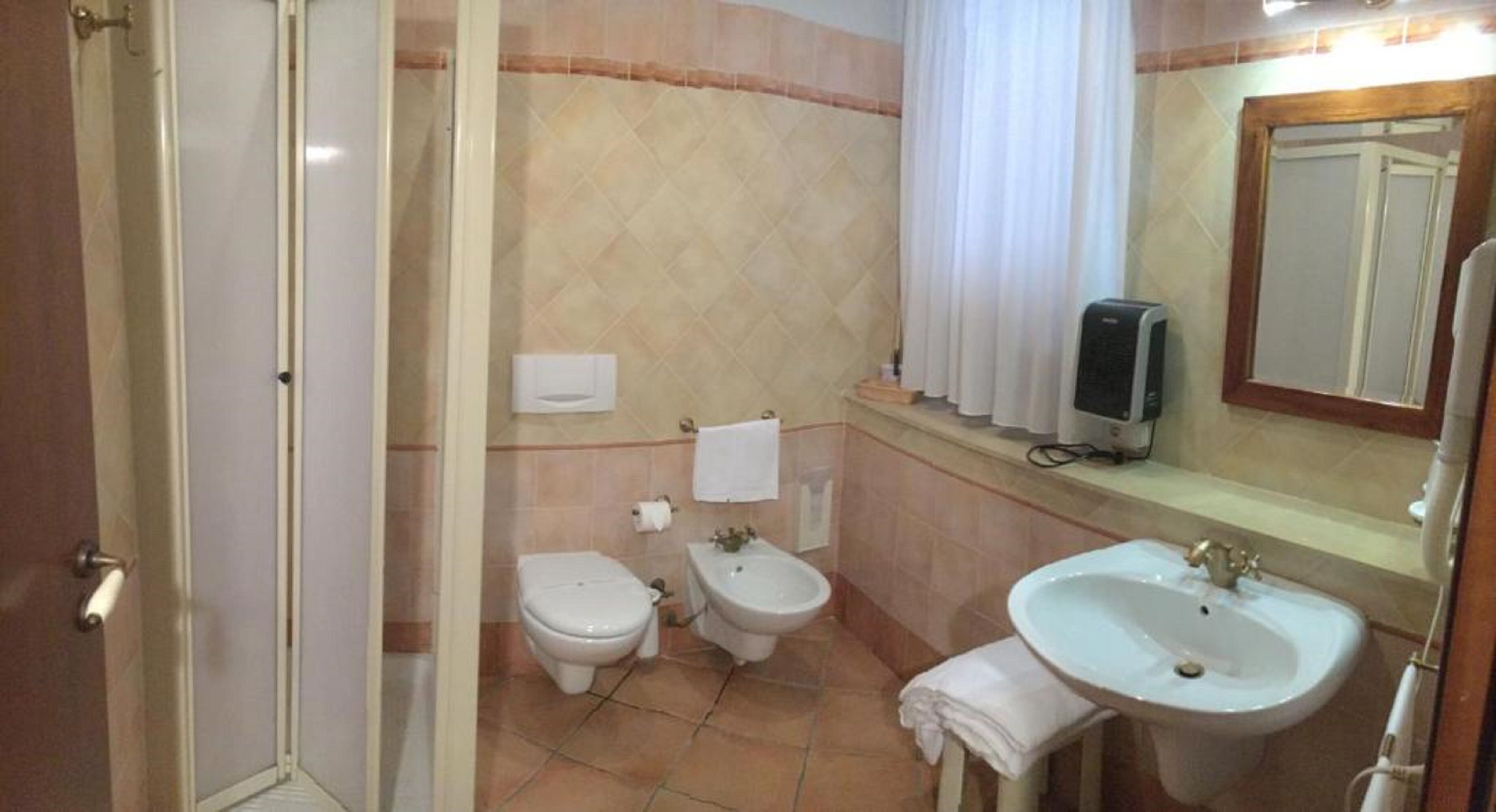 shower, free toiletries, hair dryer, bidet