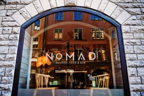 The exterior of Nomadi, a Swedish food and bar. - City BackPackers Hostel (Stockholm)