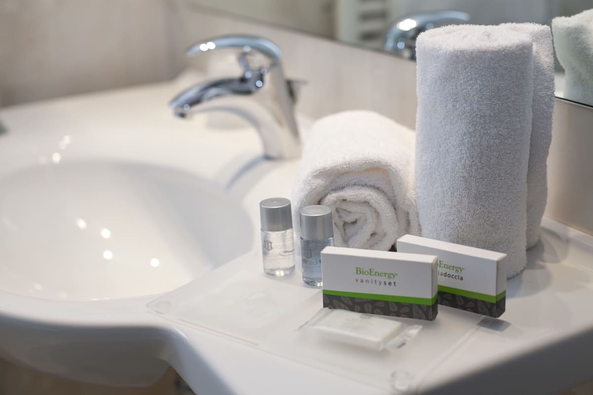 Een douche, gratis toiletartikelen, een haardroger, pantoffels