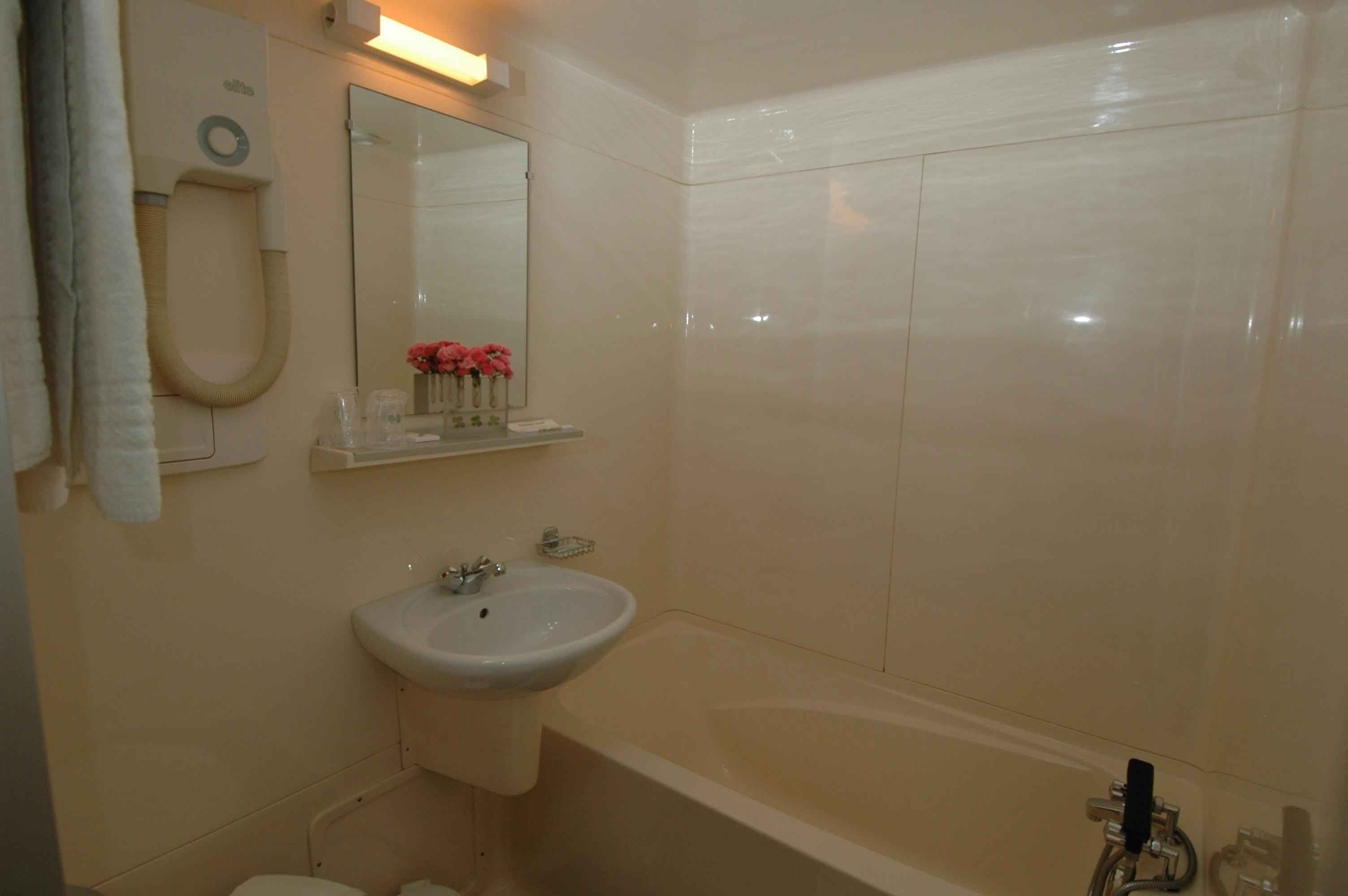 free toiletries, hair dryer, towels