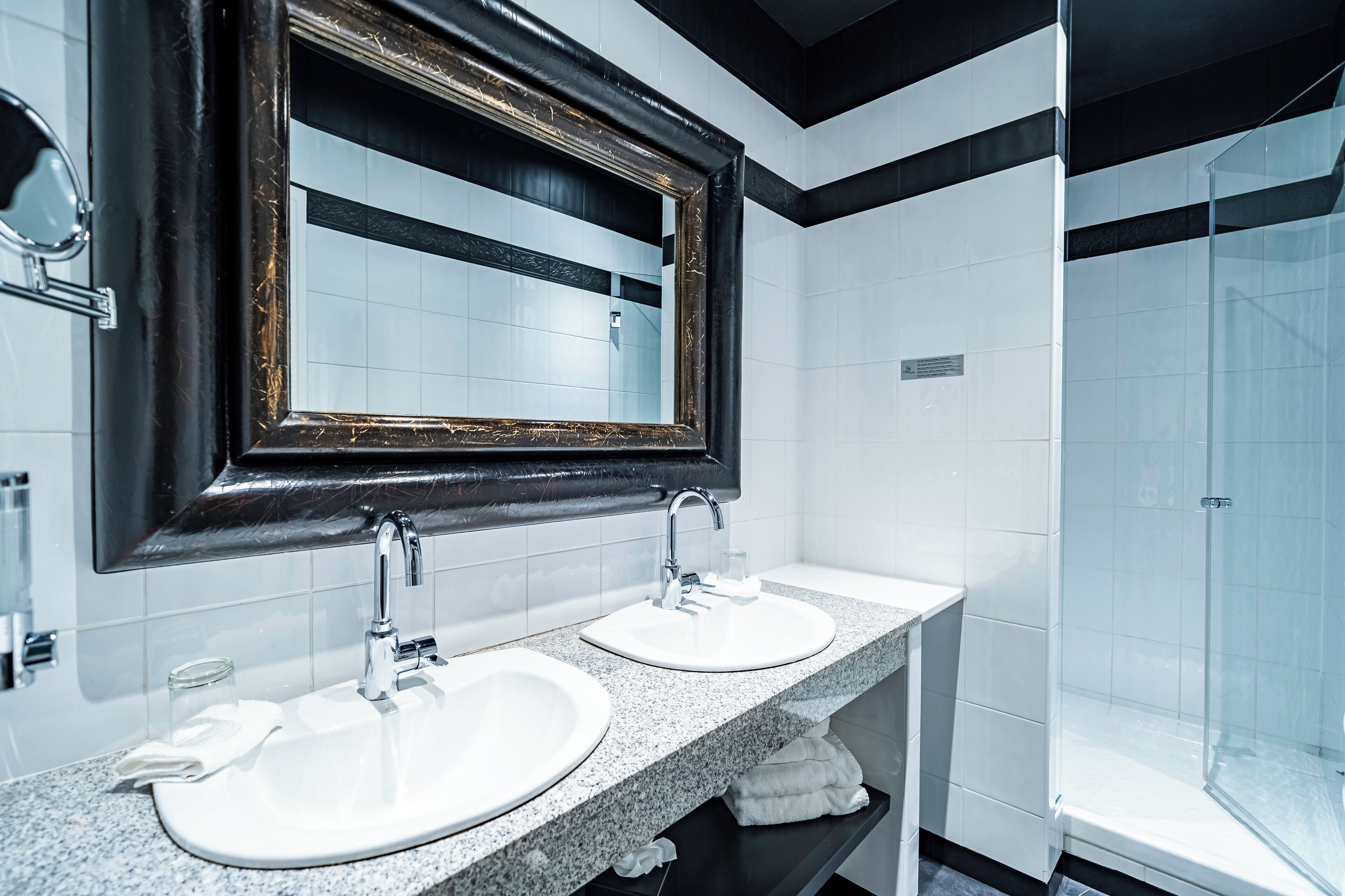 suite | bathroom | hair dryer, towels