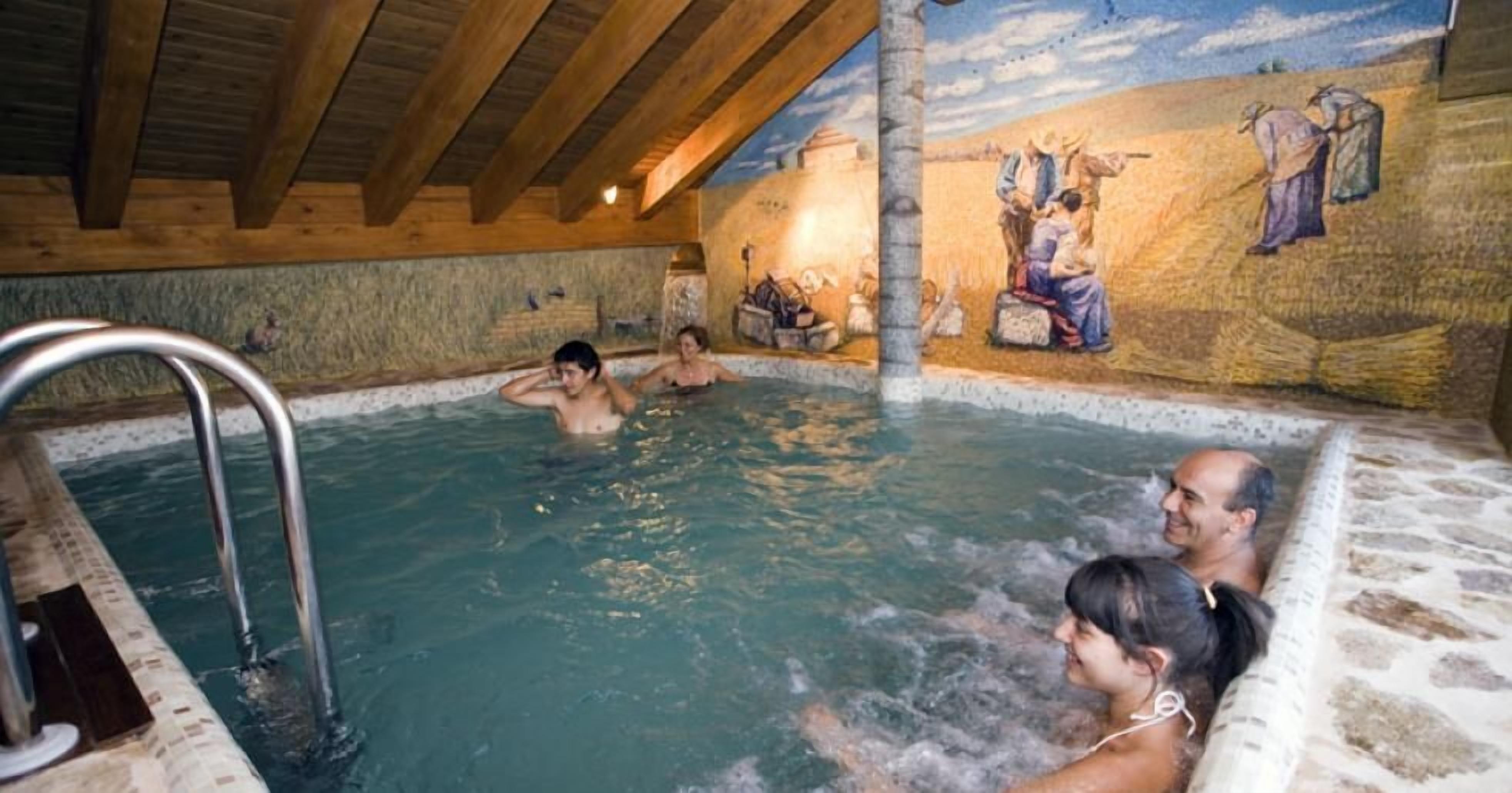 indoor pool, pool loungers