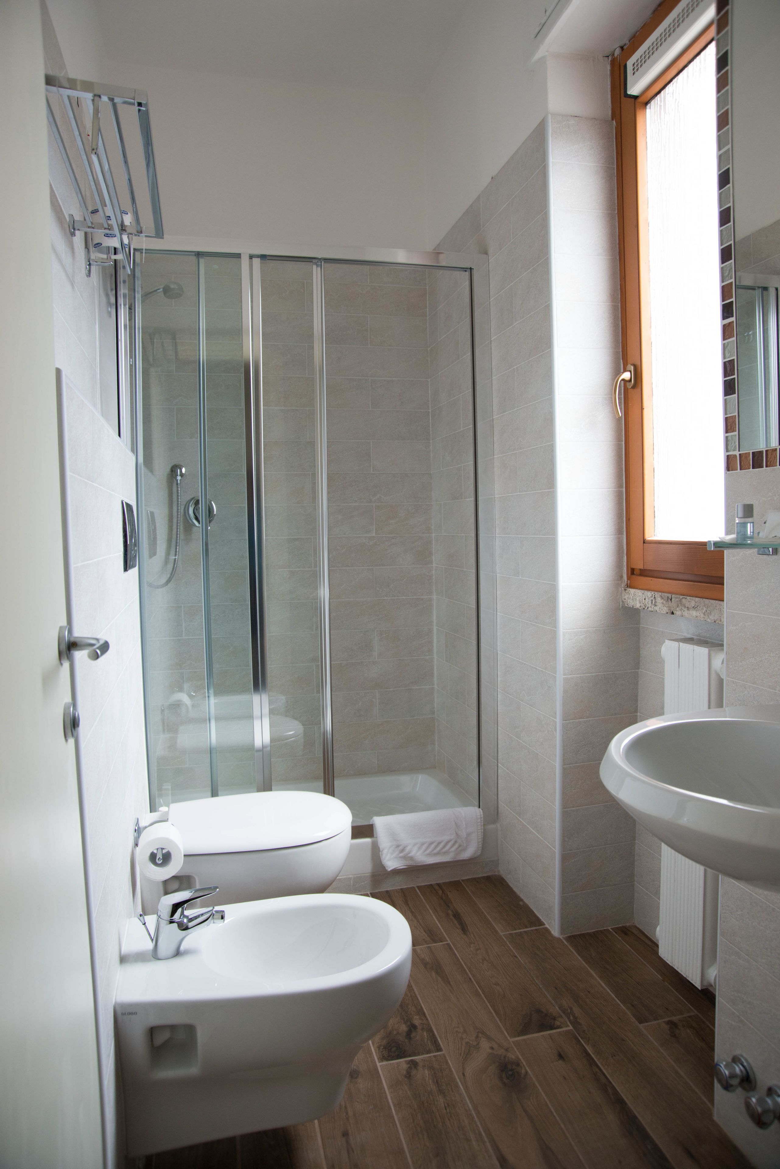 shower, free toiletries, hair dryer, bidet