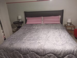 Egyptian cotton sheets, pillowtop beds, desk, iron/ironing board