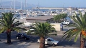 A marina with boats, a white van, and palm trees. - I Mastrazzi B & B (Riposto)