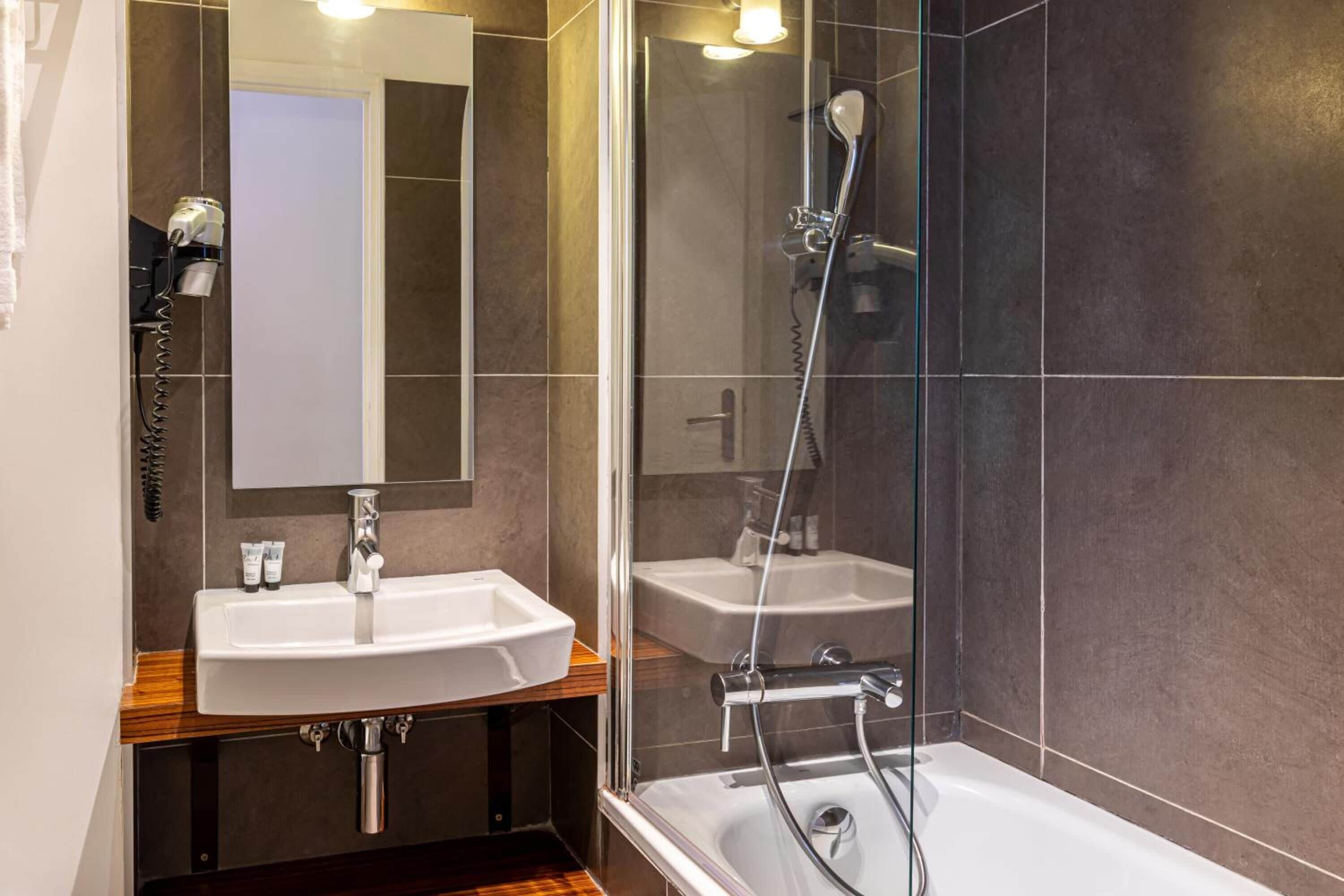 free toiletries, hair dryer, towels