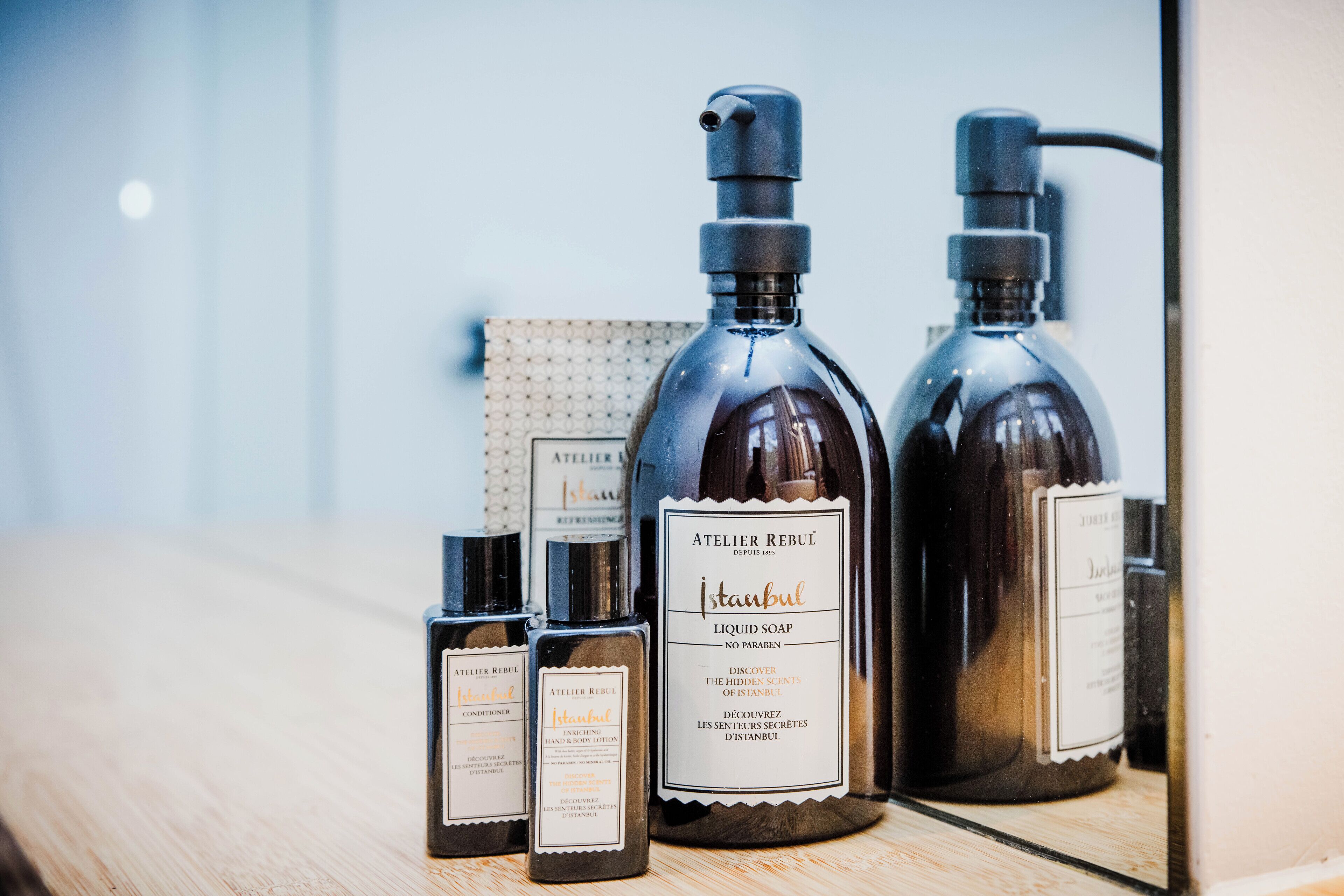 free toiletries, hair dryer, towels