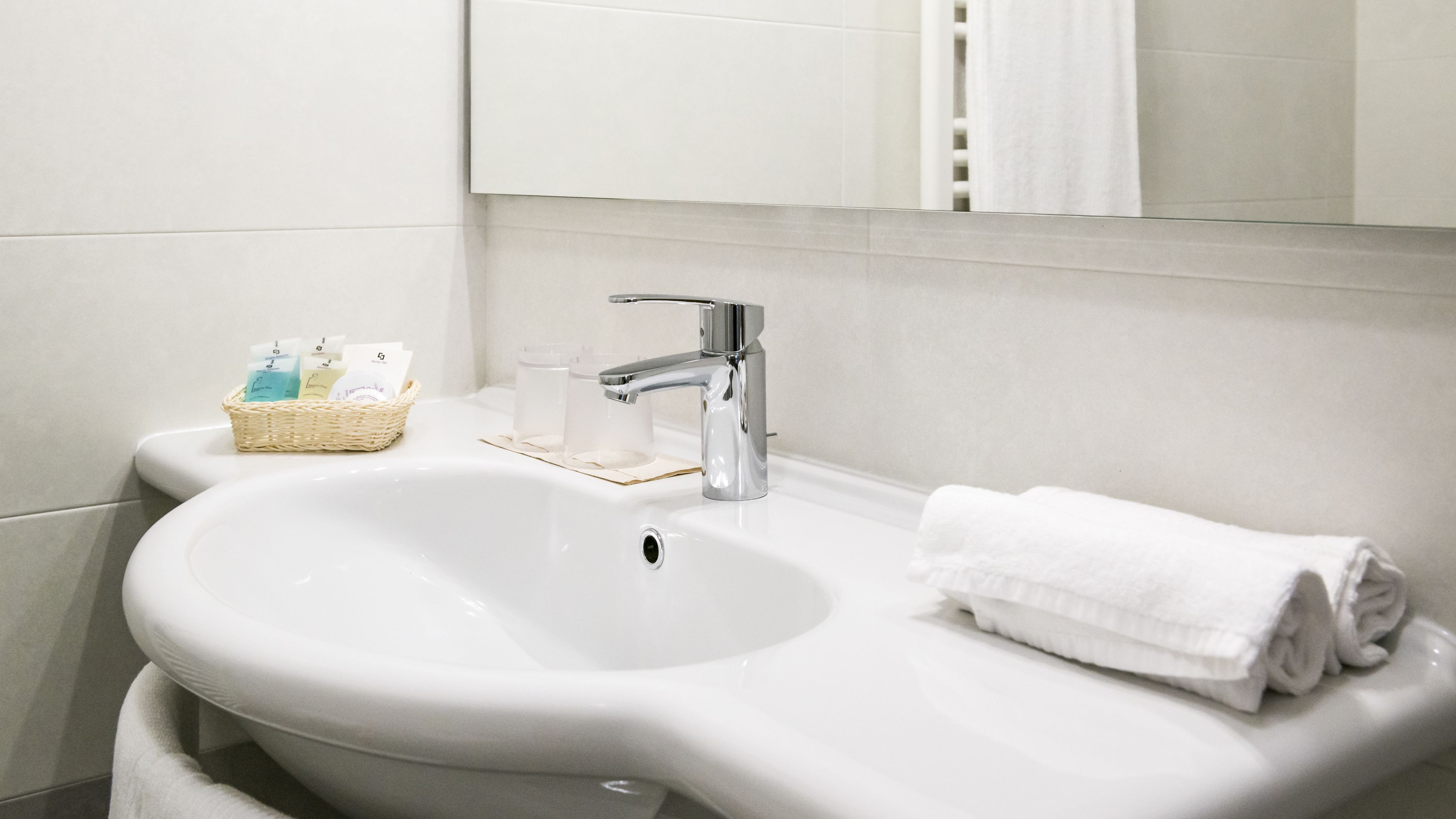 free toiletries, hair dryer, bidet, towels