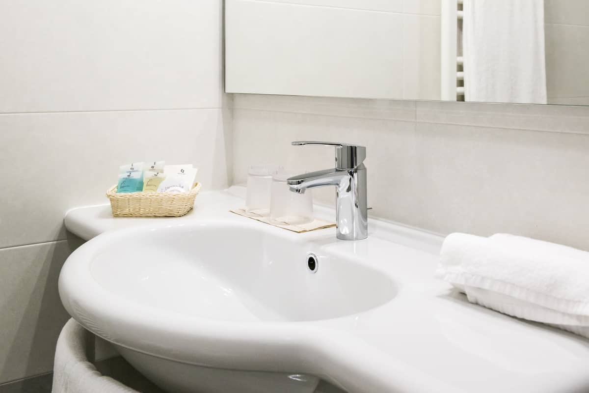 free toiletries, hair dryer, bidet, towels