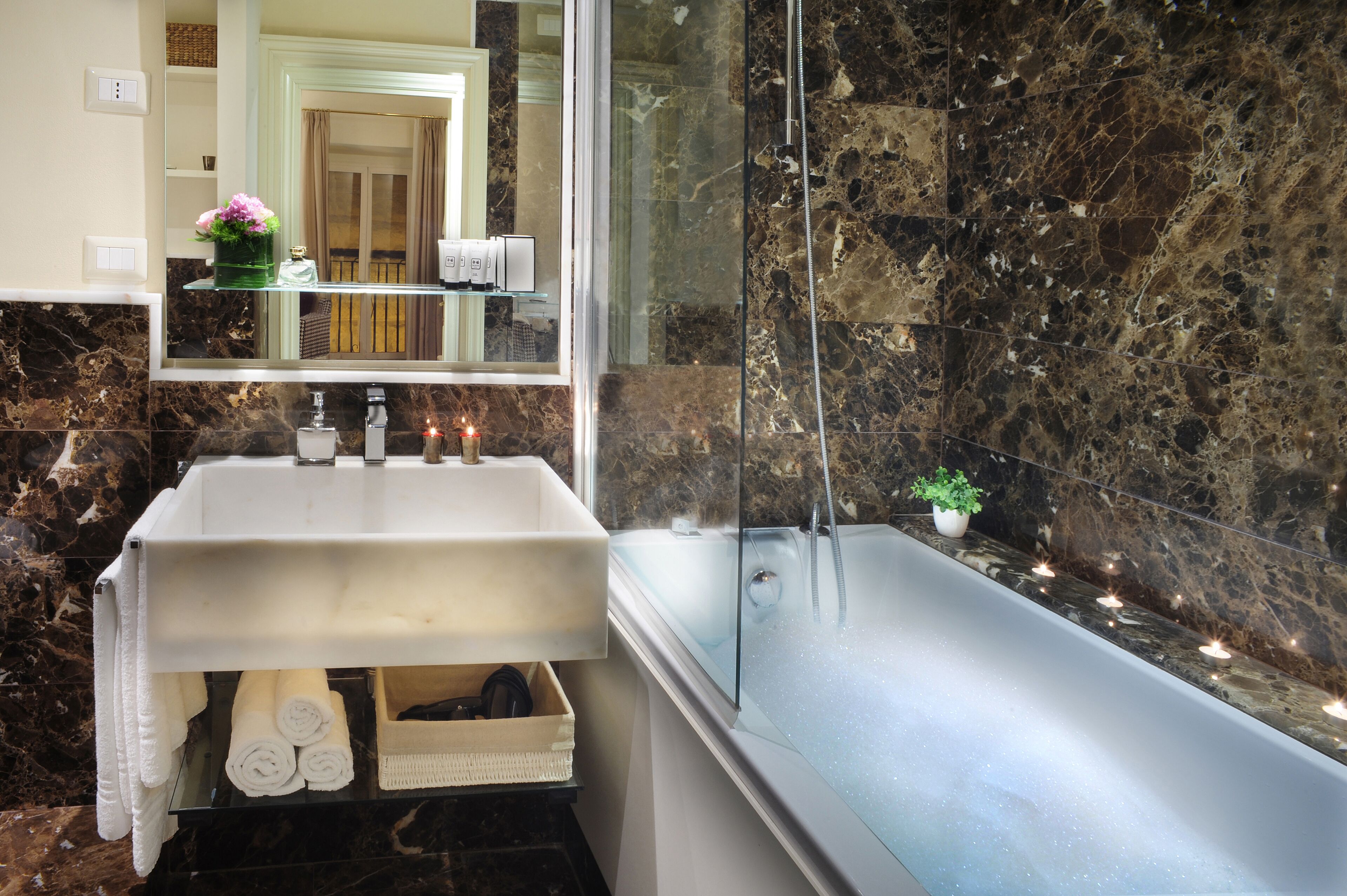 shower, free toiletries, hair dryer, bathrobes