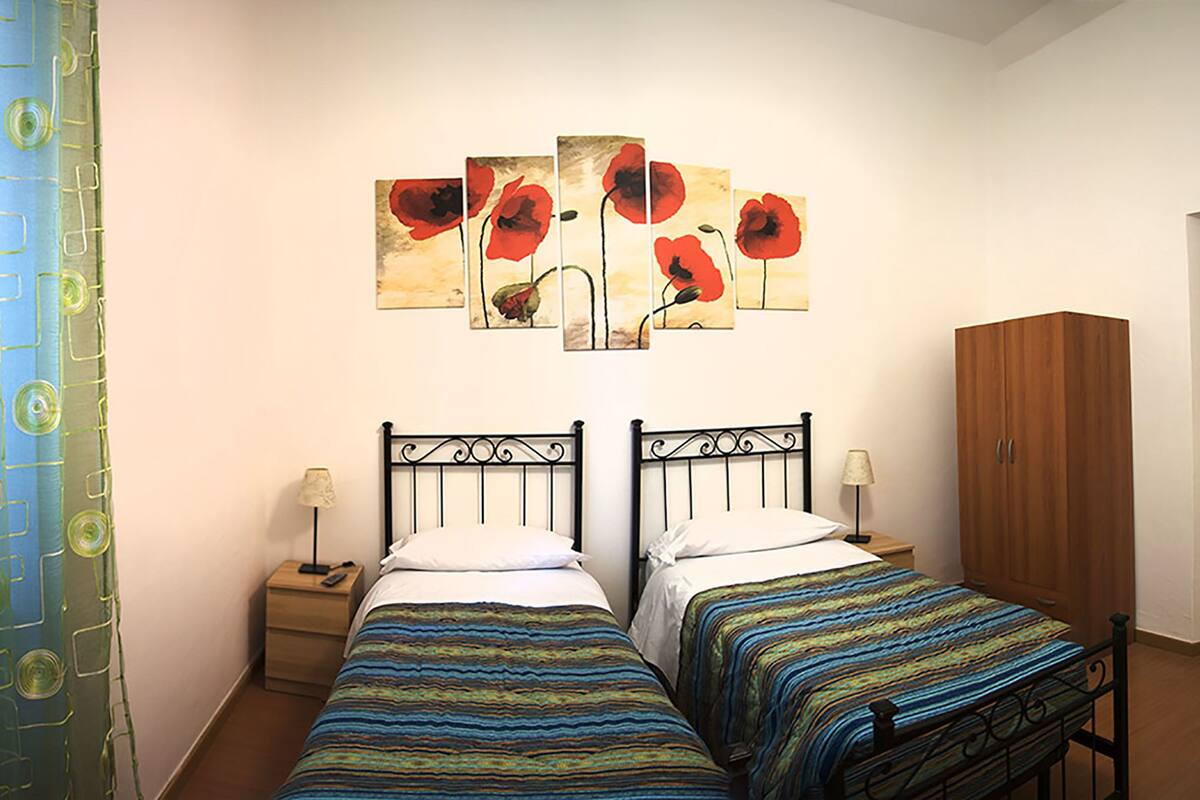 Standard Twin Room with external private bathroom | Memory foam beds, blackout drapes, iron/ironing board (on request)