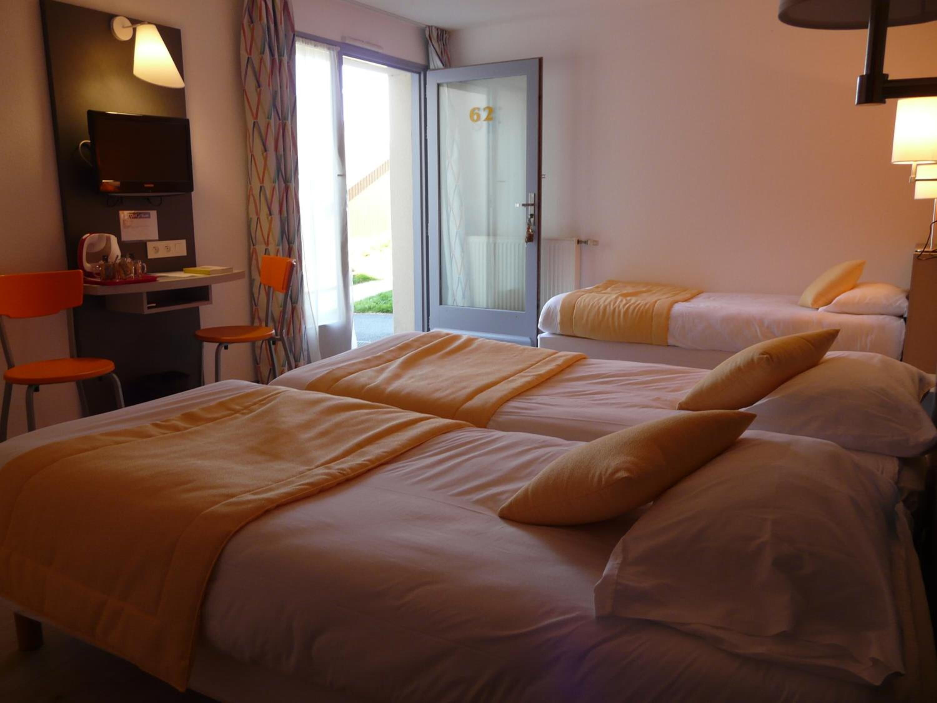 1 bedroom, desk, blackout curtains, iron/ironing board