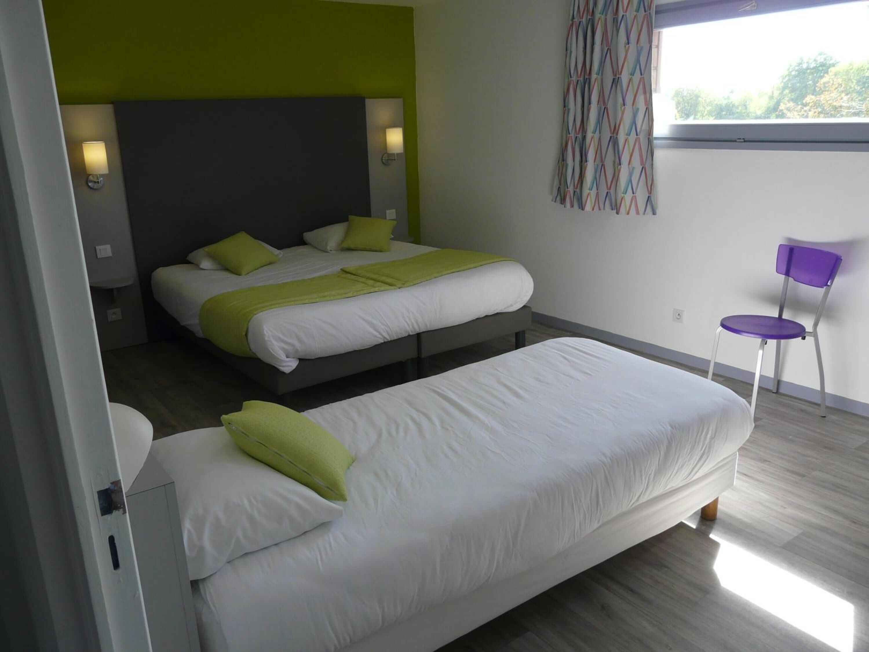 1 bedroom, desk, blackout curtains, iron/ironing board