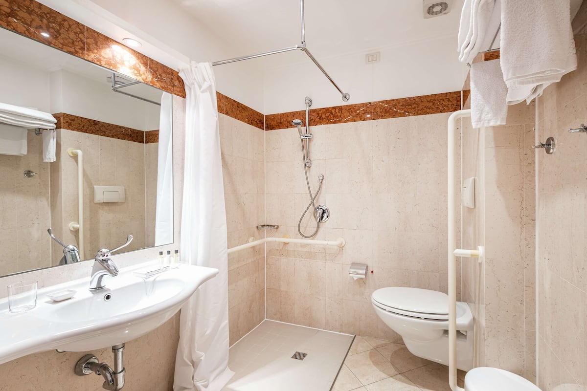 economy room, 1 queen bed, accessible, non smoking | accessible bathroom